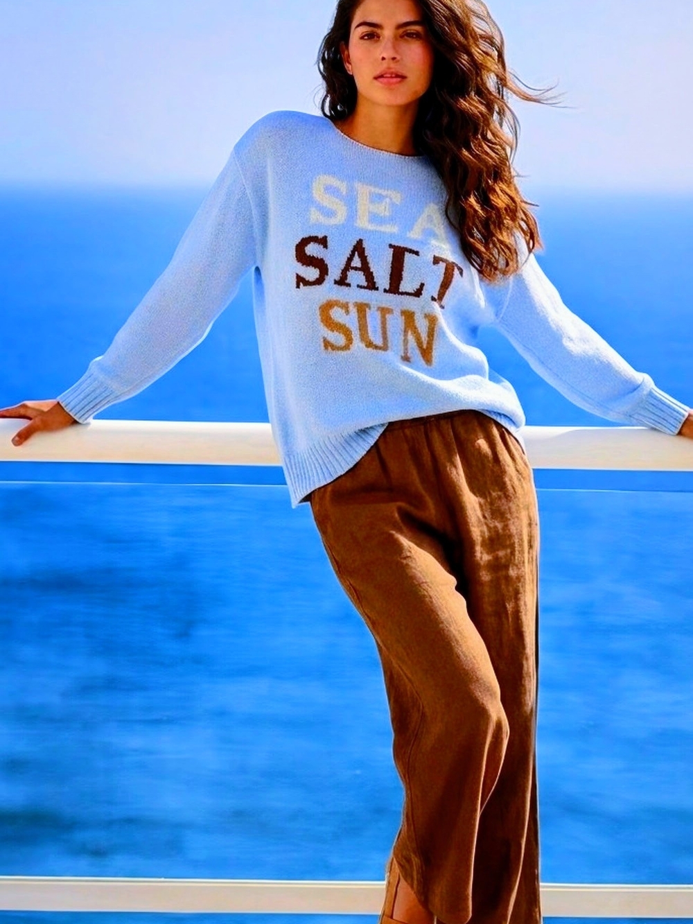 'SEA SALT SUN' Light Blue Knit Sweater